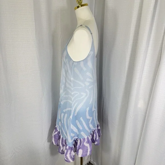 OLIPHANT Tuckernuck Slip Dress Zebra Striped Midi Silk Cotton Blend Small Preppy - Picture 2 of 12